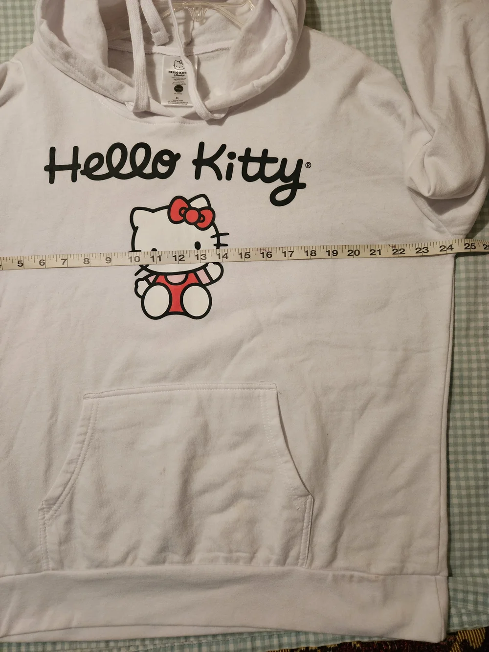 Hello Kitty White Hoodie with Red Accent Graphic